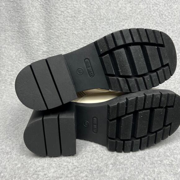 Y2k 90s Nine West Platform Combat Boots Womens Size 8 Gothic Punk Nude Cream - Picture 9 of 10